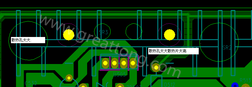 PCB設(shè)計(jì)中，散熱孔散熱片設(shè)計(jì)不當(dāng)，造成很多電源板斷裂