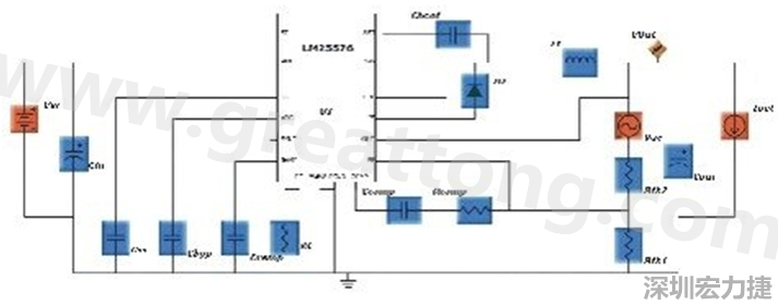 參考圖1的電流通路：把FET在導(dǎo)通狀態(tài)下流經(jīng)的通路標(biāo)記為紅色；把FET在關(guān)斷狀態(tài)下的迴路標(biāo)記為綠色。