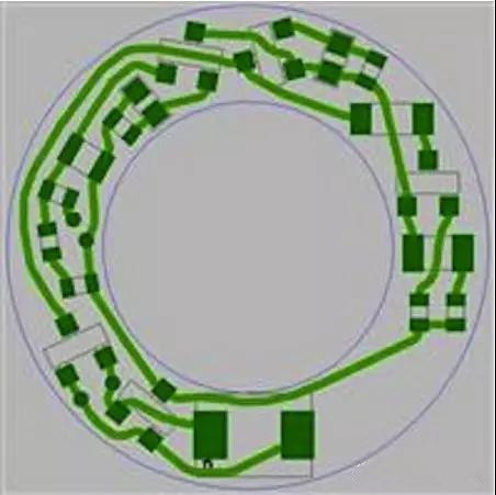 圖6：PCB布線例子：(a)拓?fù)涫阶詣?dòng)布線器(完成了100%導(dǎo)線的布線)；